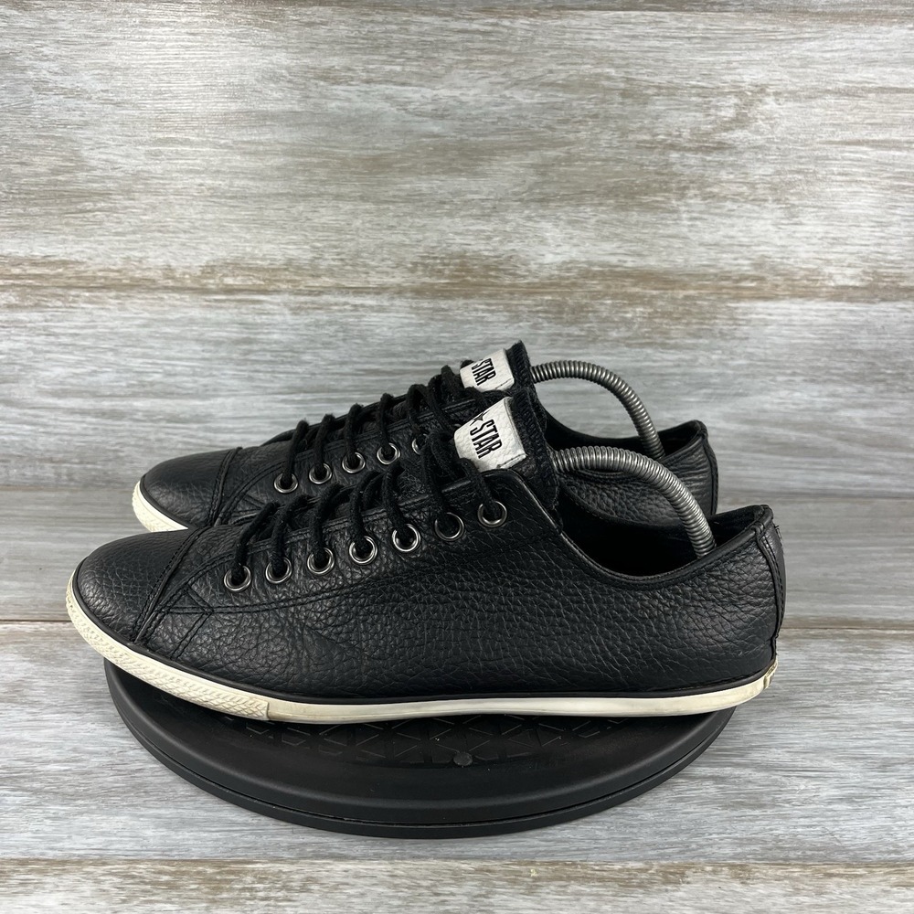 Converse Chuck Taylor All Star Black Tumbled Leather Low Top Sneaker 125589C 11W